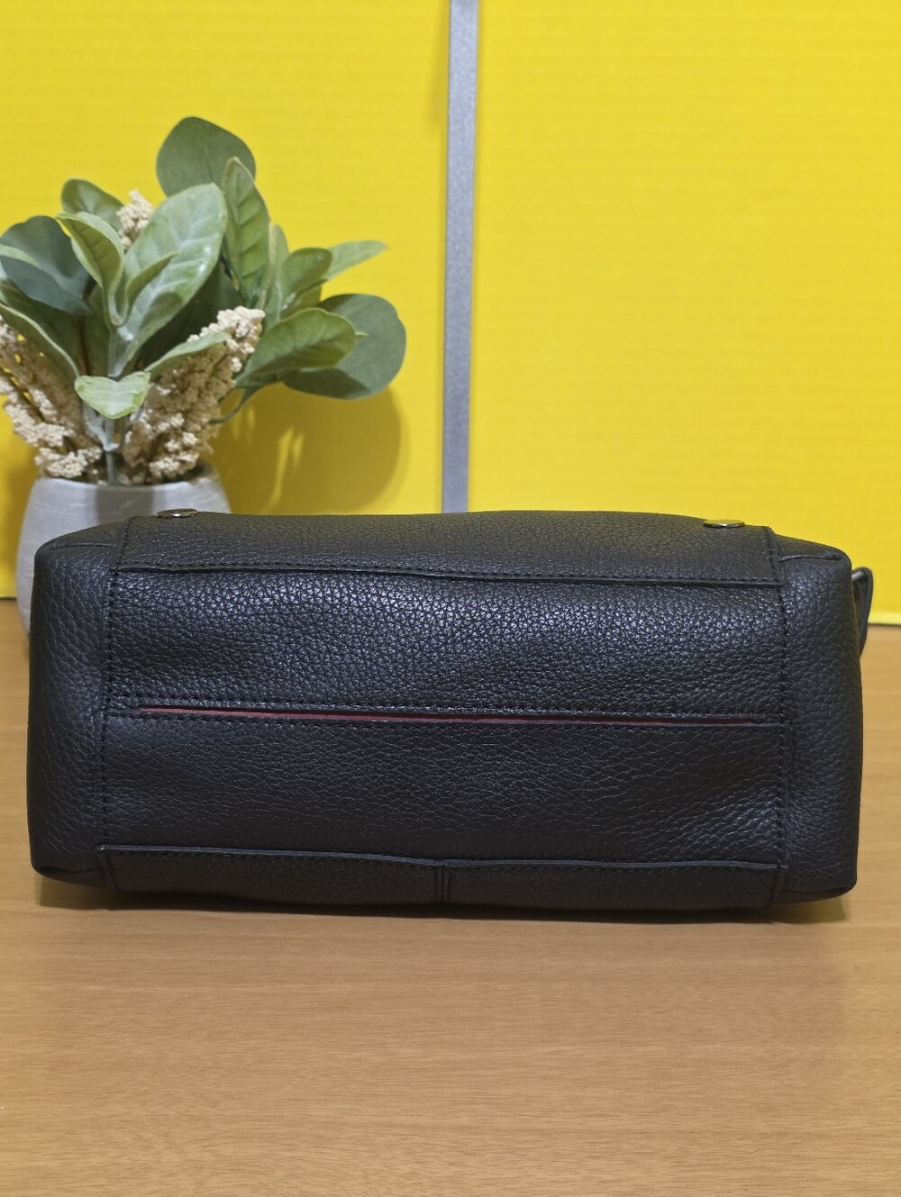 Black Pebbled Leather Shoulder Bag with Silver Studs - Picture 6 of 8